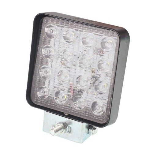 Lampa Robocza ledowa prostokątna 16 LED Bez Otworów, Oświetlenie Rozproszone (Flood),107x107x50 mm Obudowa Alum. 9-32V LRLP16BO