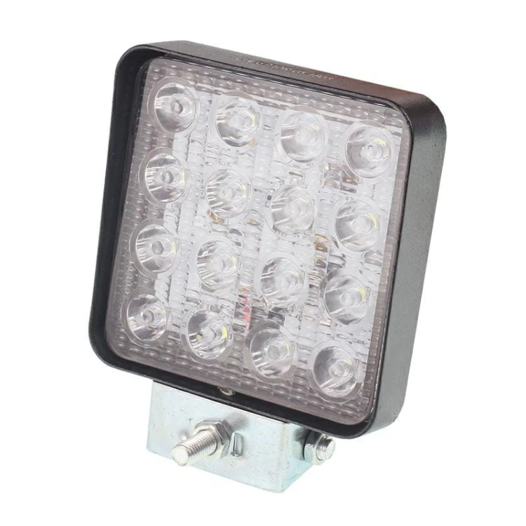 Lampa Robocza ledowa prostokątna 16 LED Bez Otworów, Oświetlenie Rozproszone (Flood),107x107x50 mm Obudowa Alum. 9-32V LRLP16BO