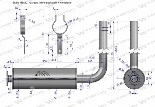Tłumik Bizon kompletny Z-058 INOX WARYŃSKI 5058390030 1.png