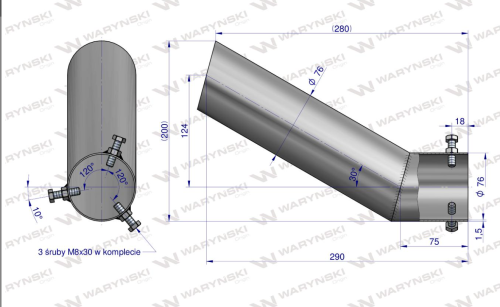 Rura do tłumika 5040390070.1P5040390120 wygięta końcówka Bizon INOX WARYŃSKI 1.png