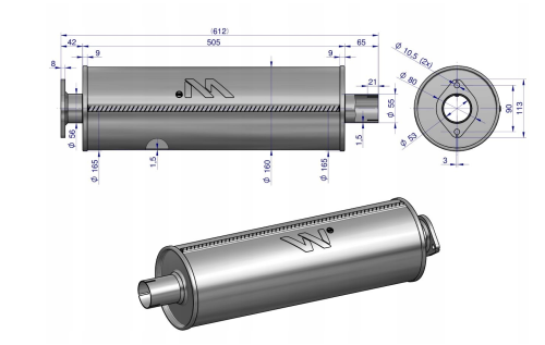 Tłumik Bizon puszka nie kompletny 5040390070 INOX WARYŃSKI 2.png
