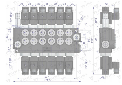Rozdzielacz hydrauliczny 6-sekcyjny sterowany elektrycznie 12V 40L VOIMA  2.png