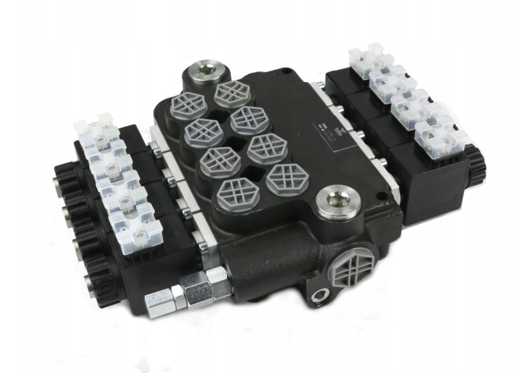 Rozdzielacz hydrauliczny 4-sekcyjny sterowany elektrycznie 12V 80L VOIMA.png